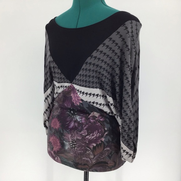 Smash Pattern Blocked Dolman Sleeve Blouse, Medium - Picture 7 of 16